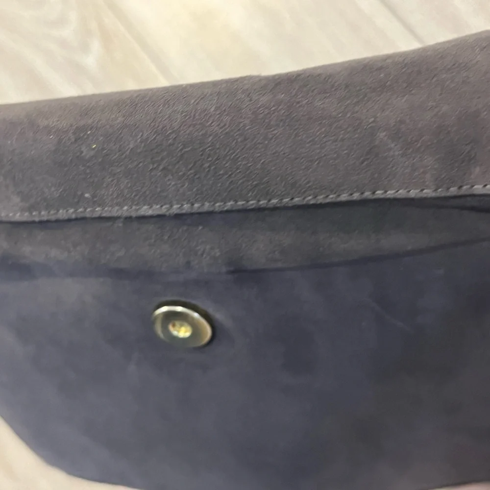Stuart Weitzman Suede Leather Crossbody Purse Handbag Grey